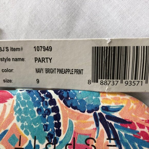 ESPRIT Flip Flops Party Pineapple Print 9 NWT - Picture 11 of 13